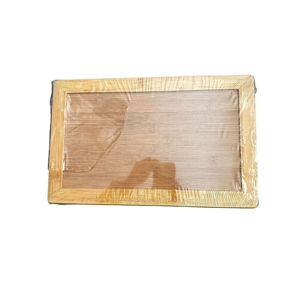 Large Natural Bamboo Bread Cutting Board w/ Crumb Tray, Kitchen Serving Tray